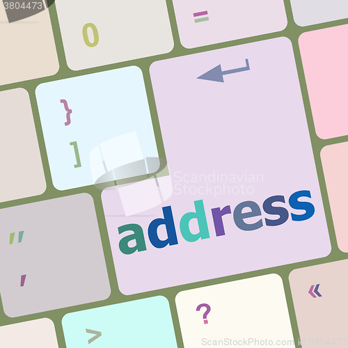 Image of address button on the keyboard close-up vector illustration