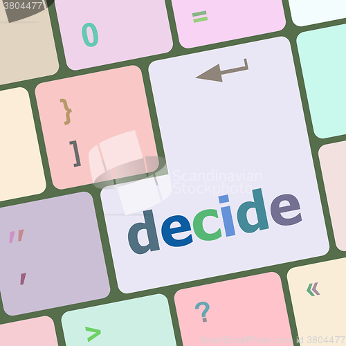Image of decide button on computer pc keyboard key vector illustration