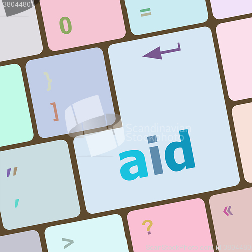 Image of aid word with key on enter keyboard vector illustration