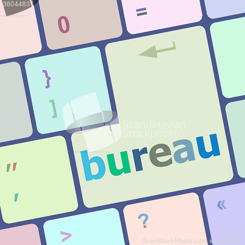 Image of bureau word on computer keyboard key vector illustration