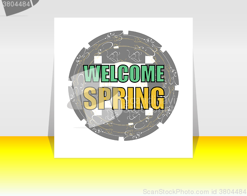 Image of Welcome Spring Holiday Card. Welcome Spring Vector. Welcome Spring background. Spring Holiday Graphic. Welcome Spring Art. Spring Holiday Drawing