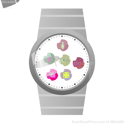 Image of Smart watch with flat icons. Vector illustration. isolated on white