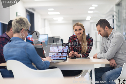 Image of startup business team on meeting at modern office