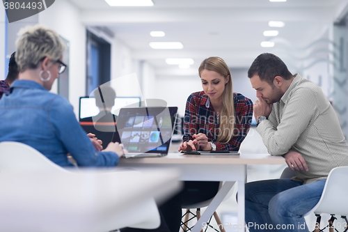 Image of startup business team on meeting at modern office