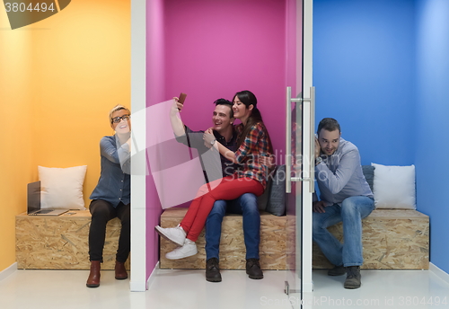 Image of group of business people in creative working  space