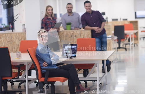 Image of business people group portrait at modern office