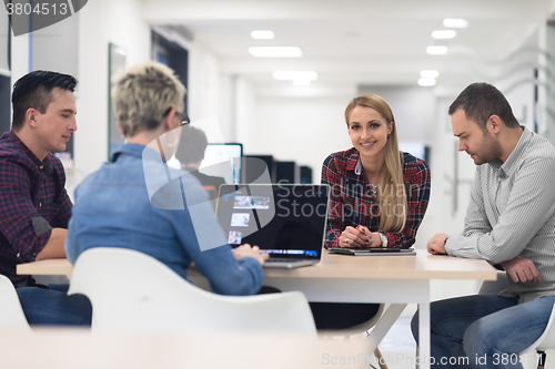 Image of startup business team on meeting at modern office