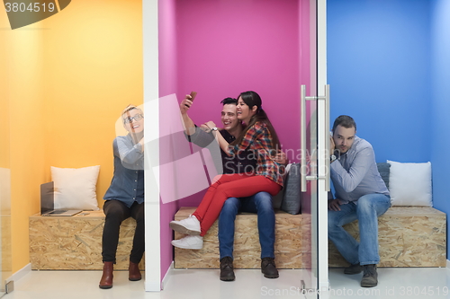 Image of group of business people in creative working  space
