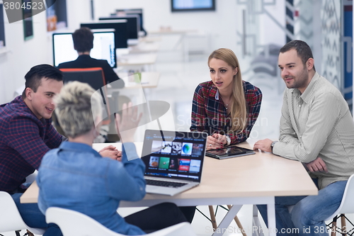 Image of startup business team on meeting at modern office