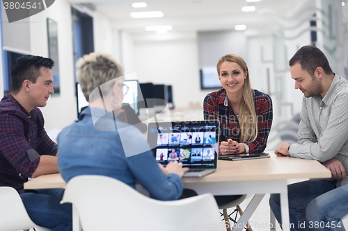 Image of startup business team on meeting at modern office