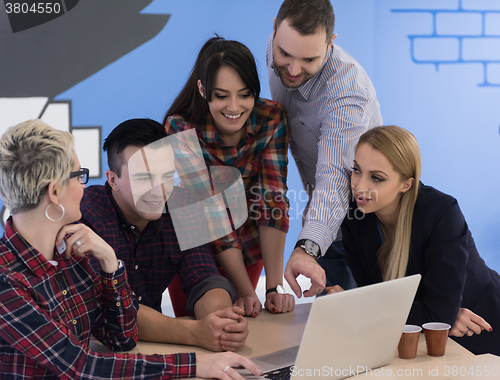 Image of startup business team on meeting at modern office