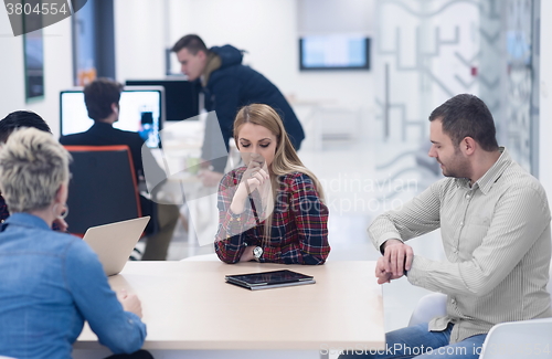 Image of startup business team on meeting at modern office