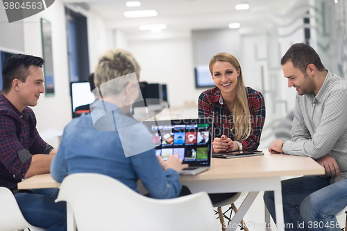 Image of startup business team on meeting at modern office