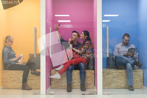 Image of group of business people in creative working  space