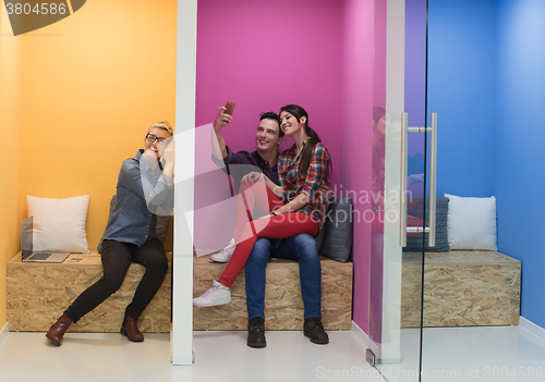 Image of group of business people in creative working  space