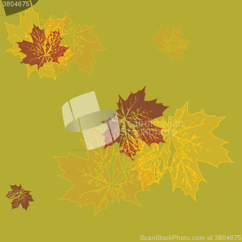 Image of vector illustration. seamless wallpaper. yellow maple leaves