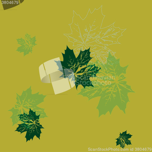 Image of vector illustration. seamless wallpaper. green maple leaves