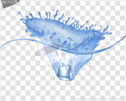 Image of Water Wave Background With Ice Cube