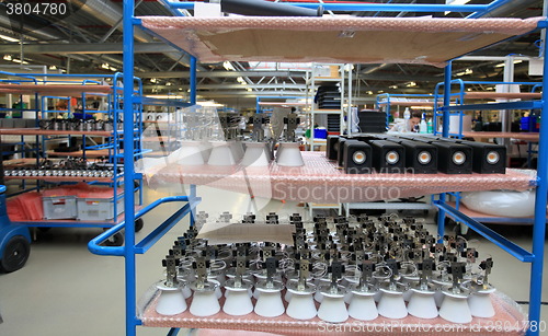 Image of assembly of LED lights in manufacturing