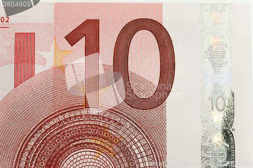 Image of ten euros .  close up.