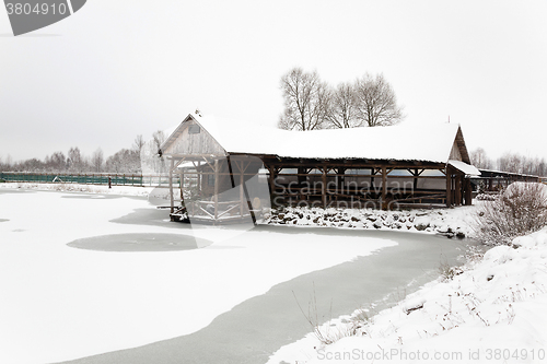 Image of wooden building  . winter  