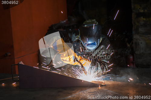 Image of worker welding metal