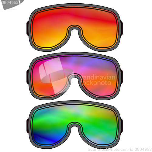 Image of Set of Different Ski Goggles