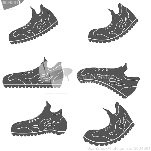 Image of Set of Gray Sport Shoe Icons