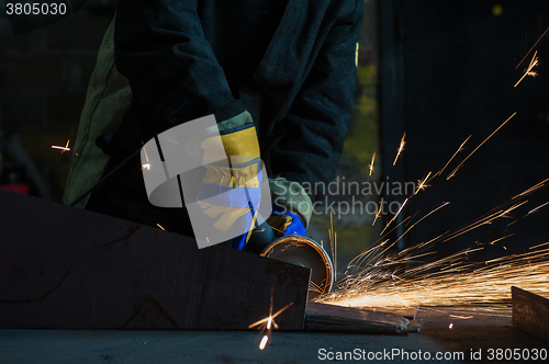 Image of worker welding metal 