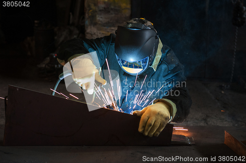 Image of worker welding metal