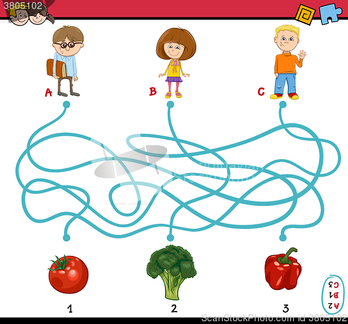 Image of game of path maze for children