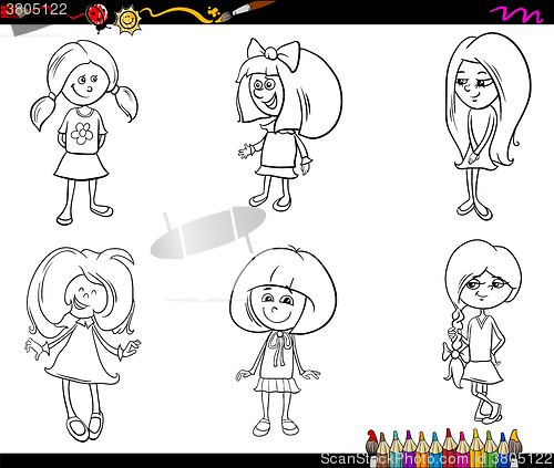 Image of kid girls set coloring book