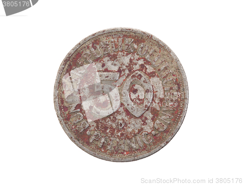 Image of Old 50 German mark pfennig coin isolated