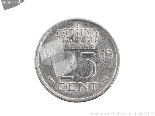 Image of Old dutch coin worth 25 cents - Isolated