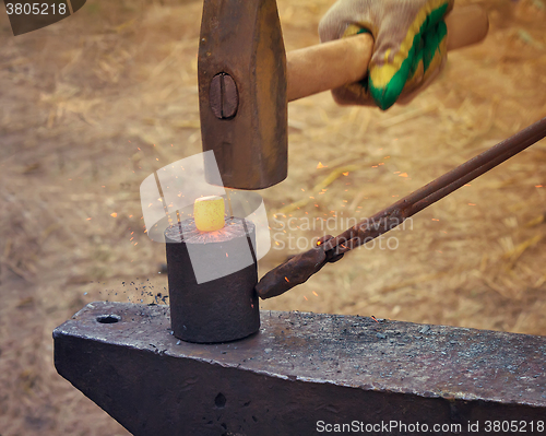 Image of The hammer, anvil and red-hot the metal.