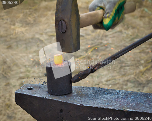 Image of The hammer, anvil and red-hot the metal.