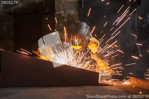 Image of worker welding metal