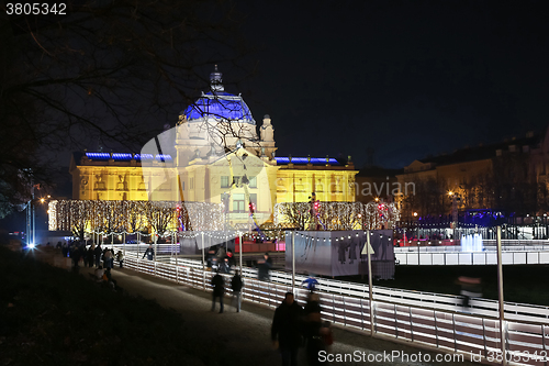 Image of Art Pavilion at Advent time in Zagreb