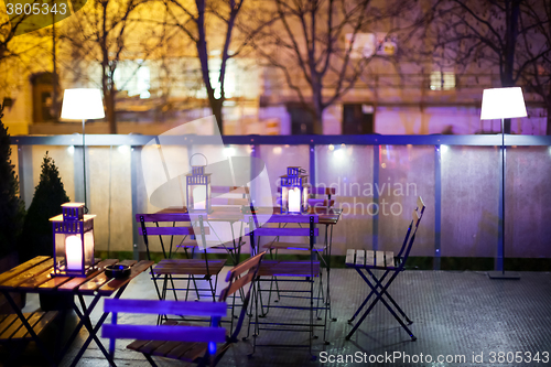 Image of Illuminated tables in bistro