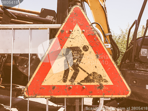 Image of  Road works sign vintage