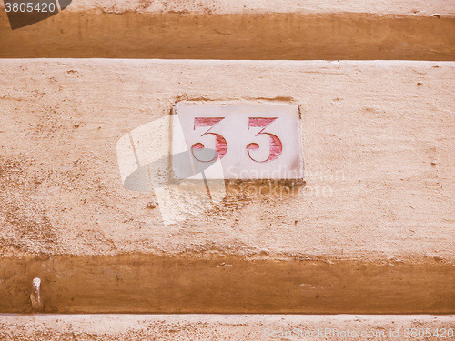 Image of  Red house number vintage