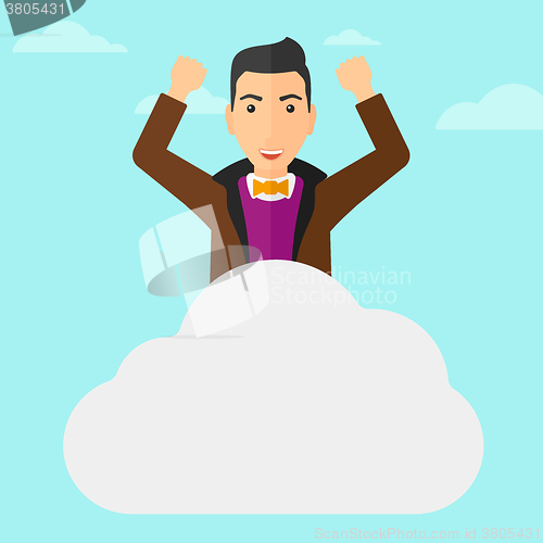 Image of Man sitting on cloud.