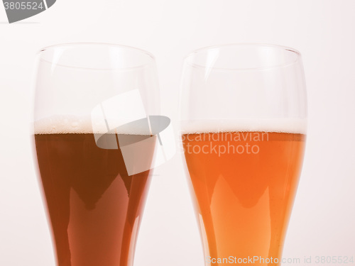Image of Retro looking Two glasses of German beer