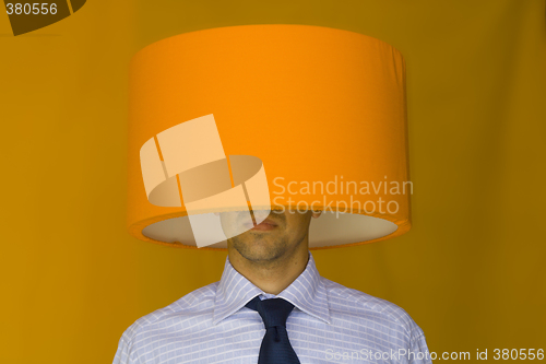 Image of Lamp head businessman