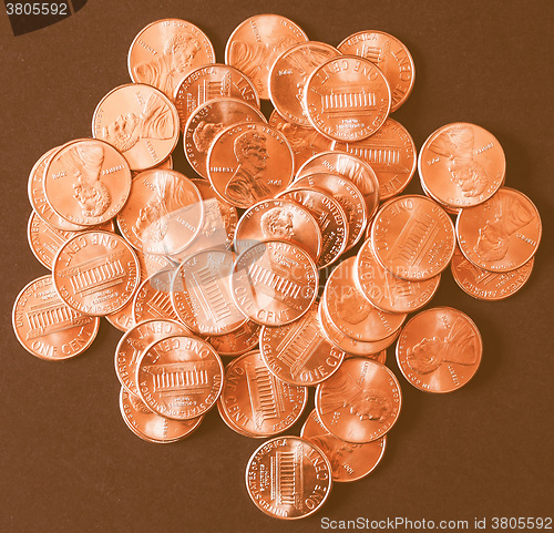 Image of  Dollar coins 1 cent wheat penny vintage