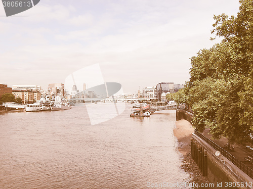 Image of River Thames in London vintage