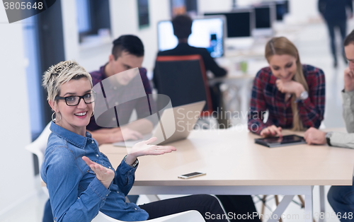 Image of startup business team on meeting at modern office