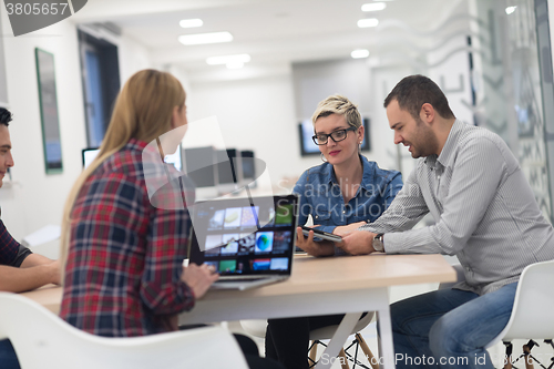 Image of startup business team on meeting at modern office