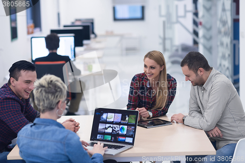 Image of startup business team on meeting at modern office