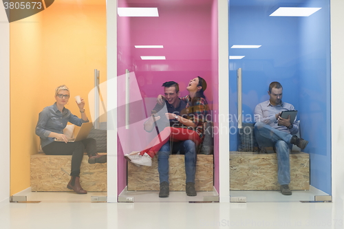 Image of group of business people in creative working  space